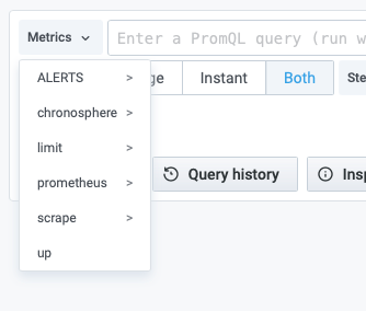 Metrics menu